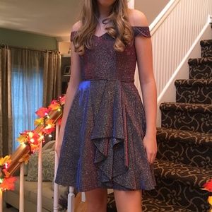 Beautiful Purple Metallic Short Party Dress or Semi Formal